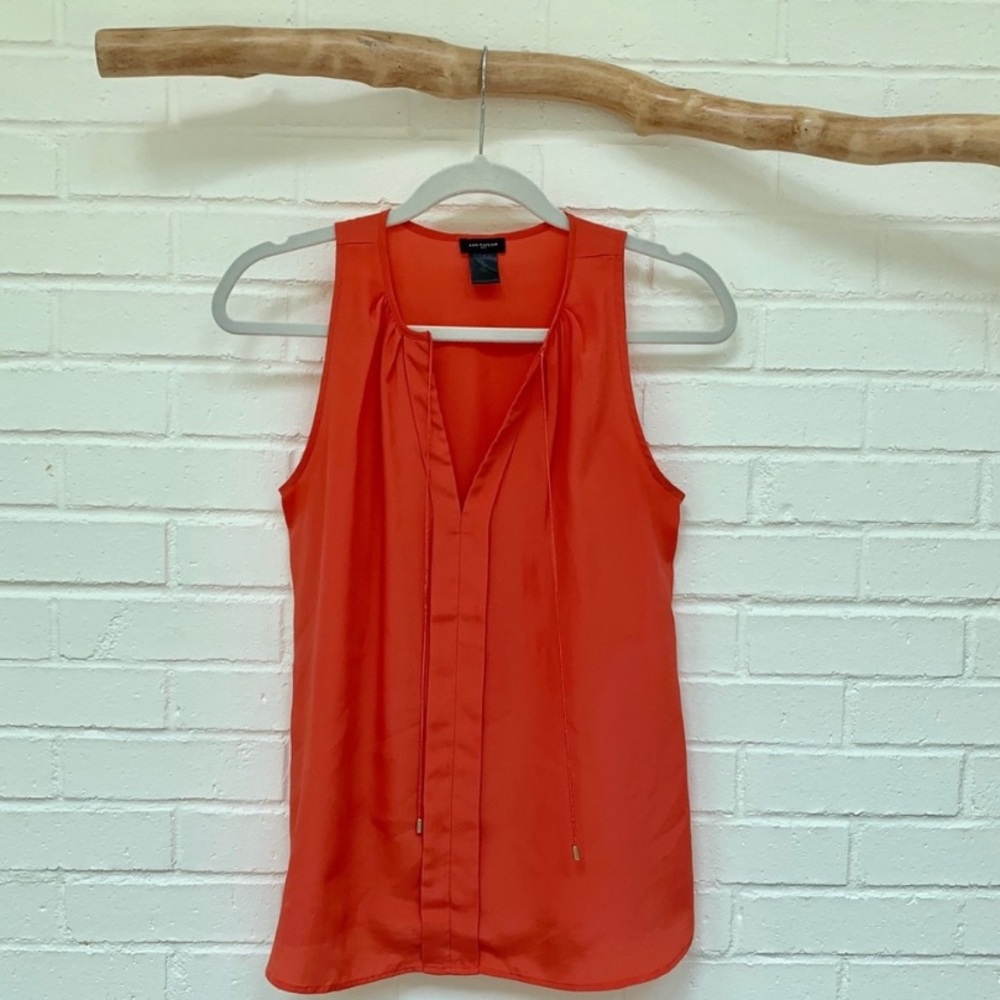 Ann Taylor | Orange Flowy Tank w/ Fishtail Tassels
